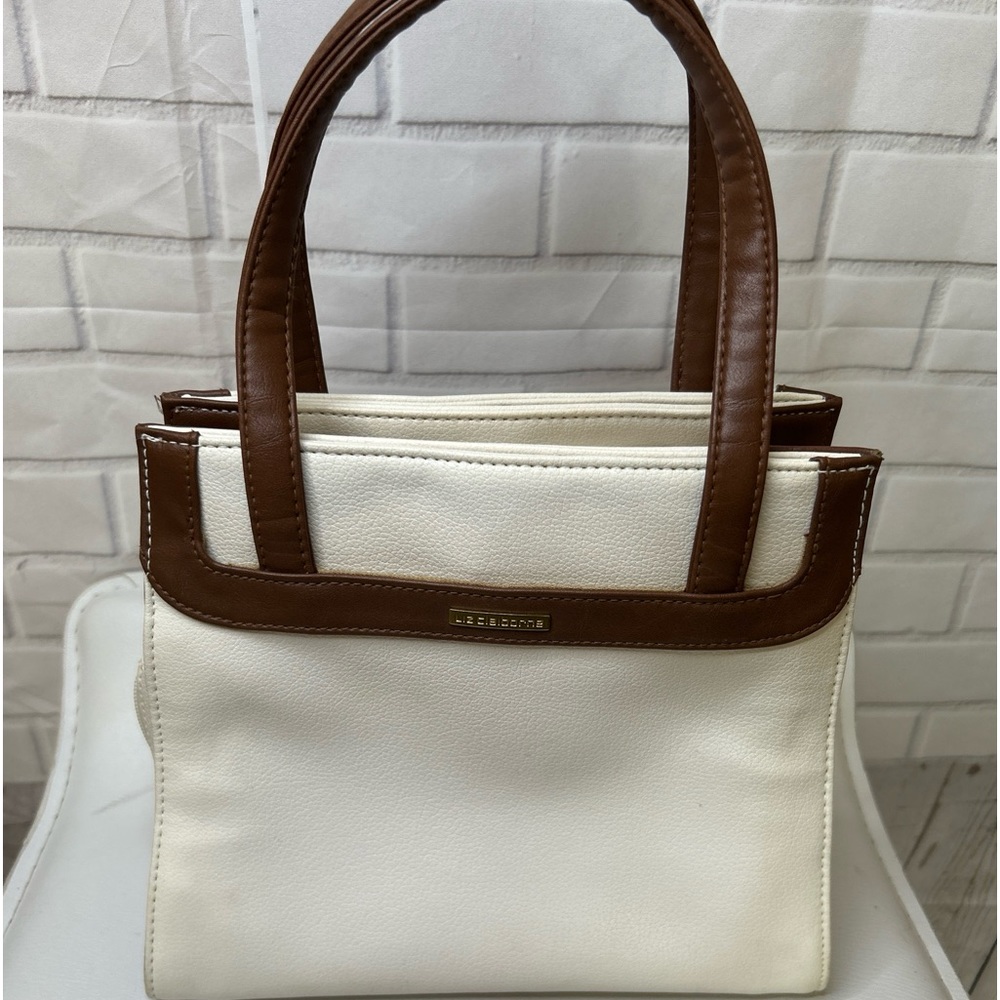 Liz Claiborne Leather Satchel Crossbody Purse White Womans Handbag 8.5’X8.5Strap